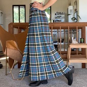 Scottish Wool Maxi Length Plaid Wrap Skirt - fits like S